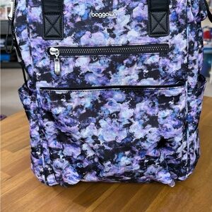 Baggallini Black and Purple Floral Backpack